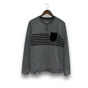 MARC ECKO Cut &‎ Sew Men's Pocket Logo Long Sleeve Striped Henley Shirt M 19x28